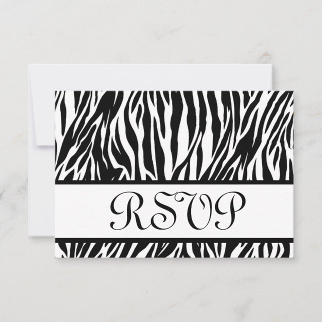 Black White Zebra Print RSVP Wedding Response Card (Front)