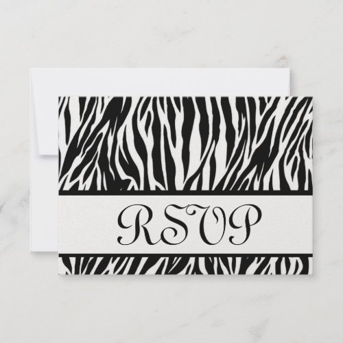 Black White Zebra Print RSVP Wedding Response Card
