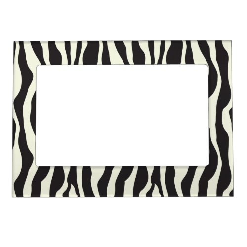 Black  White Zebra Print Wild Exotic Animal Print Magnetic Frame
