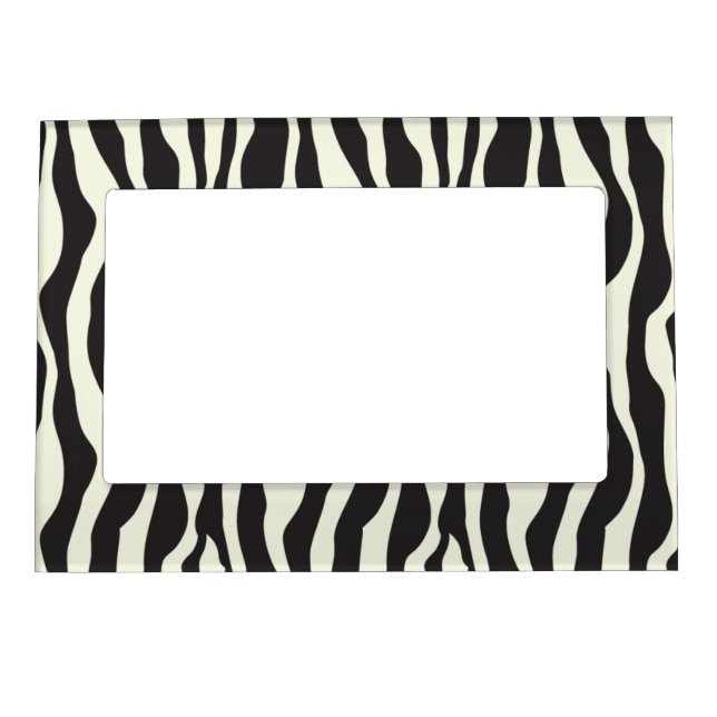 Black & White Zebra Print Wild Exotic Animal Print Magnetic Frame (Front)
