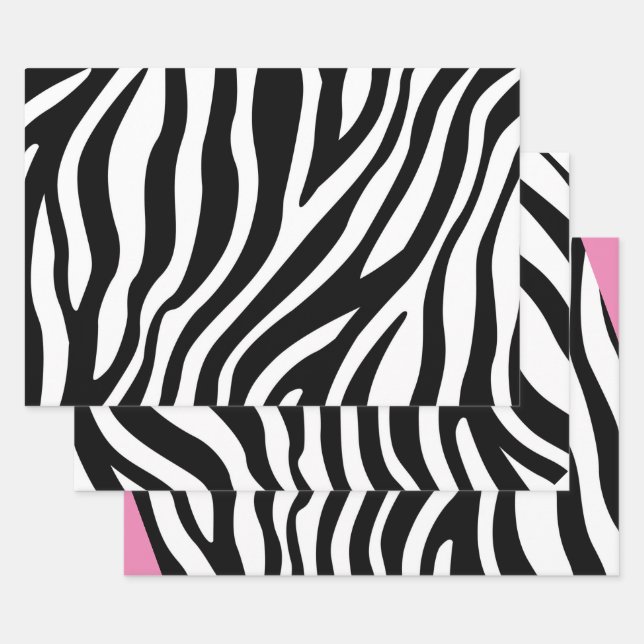 Black White Zebra Print Wrapping Paper Sheets (Set)