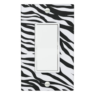 Black & White Zebra Safari Animal Print Light Switch Cover