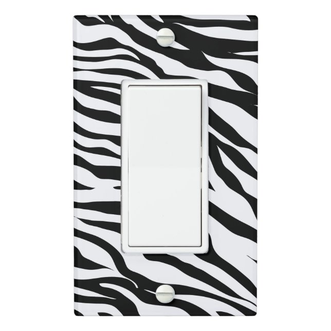 Black & White Zebra Safari Animal Print  Light Switch Cover (In Situ)