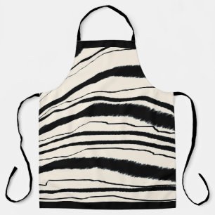 BLACK WHITE ZEBRA STRIPE Chef Craft Apron