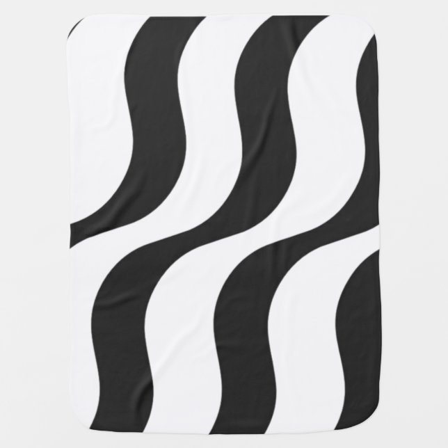 black + white zebra stripe pattern modern baby blanket (Front)
