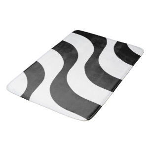 black + white zebra stripe pattern modern bath mat