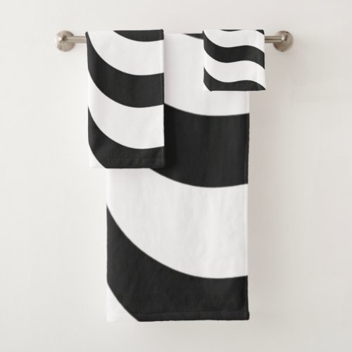 black  white zebra stripe pattern modern bath towel set