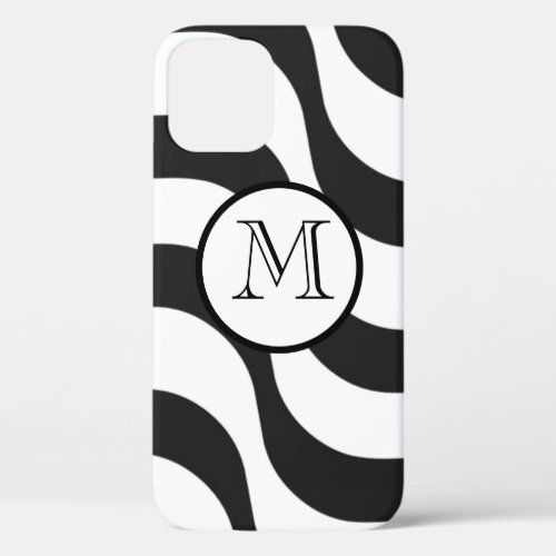 black  white zebra stripe pattern modern iPhone 12 case