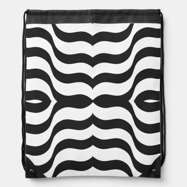 black + white zebra stripe pattern modern  pillow drawstring bag (Front)