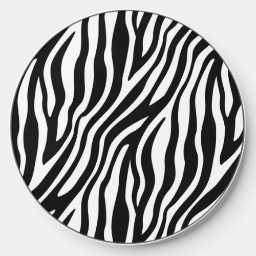 Black  White Zebra Stripes Animal Print  Wireless Charger