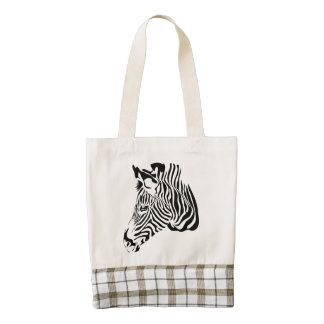 Black White Zebra Stripes Animal Print Zazzle HEART Tote Bag