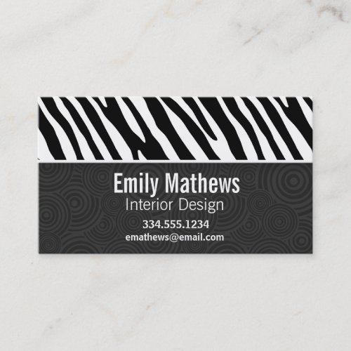 Black &amp; White Zebra Stripes Business Card Templates