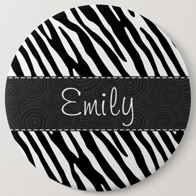 Black & White Zebra Stripes Button (Front)