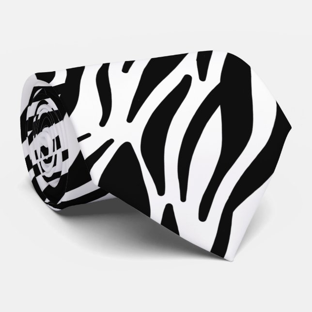Black White Zebra Stripes Elegant Patterns Cool Neck Tie (Rolled)