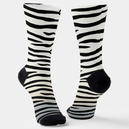 Black  White Zebra Stripes Exotic Animal Print Socks