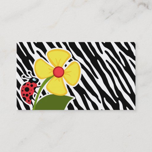 Customizable Black &amp; White Zebra Stripes; Ladybugs Business Card Template