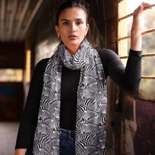 Black White Zebra Stripes Pattern Scarf