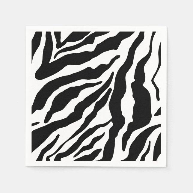 Black& White Zebra Stripes Safari Animal Print  Napkins (Front)