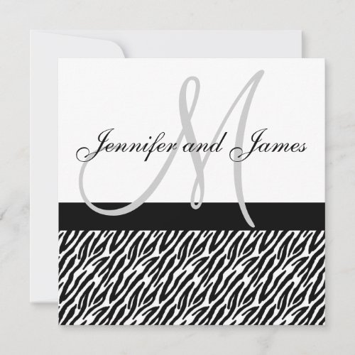 Black White Zebra Stripes Wedding Invitation