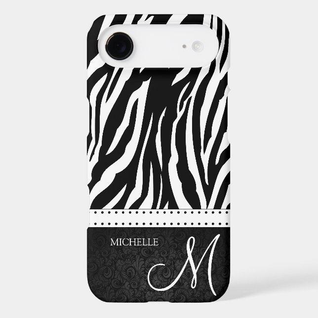 Black & White Zebra stripes with Black damask Case-Mate Samsung Galaxy Case (Back)