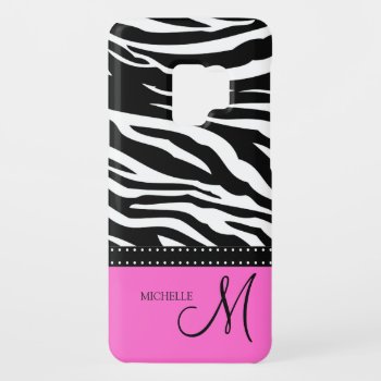 Black & White Zebra Stripes With Hot Pink Case-mate Samsung Galaxy S9 Case by eatlovepray at Zazzle