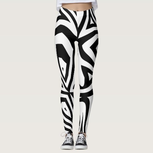 Black  White Zebra Stripes Womens Leggings