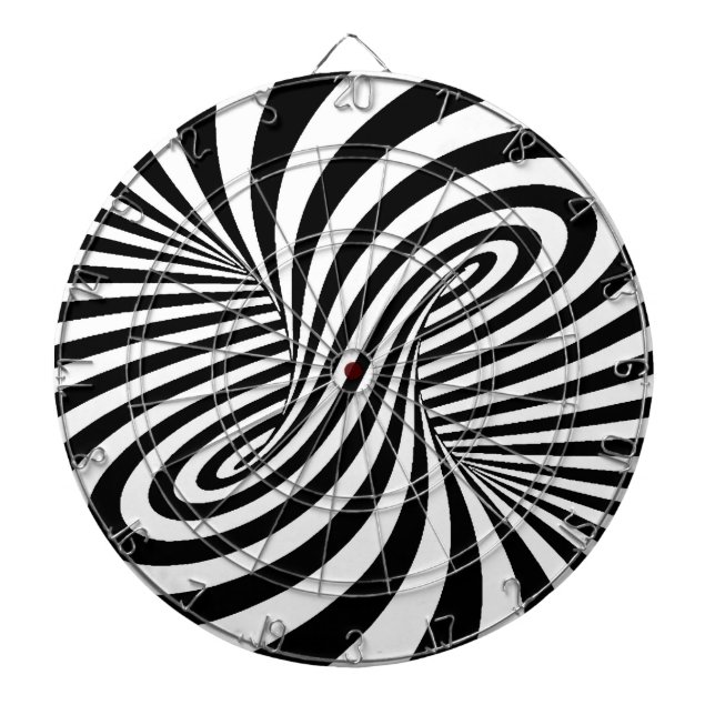 BLACK WHITE ZEBRA SWIRLS PATTERNS OPTICAL ILLUSION DARTBOARD (Front)