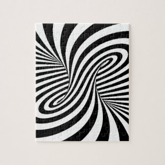 BLACK WHITE ZEBRA SWIRLS PATTERNS OPTICAL ILLUSION JIGSAW PUZZLE