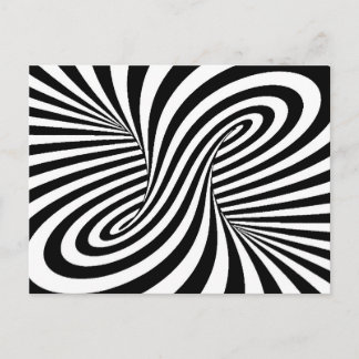 BLACK WHITE ZEBRA SWIRLS PATTERNS OPTICAL ILLUSION POSTCARD