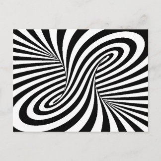 BLACK WHITE ZEBRA SWIRLS PATTERNS OPTICAL ILLUSION POSTCARD