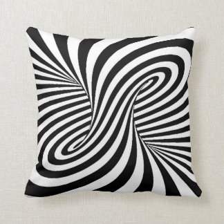 BLACK WHITE ZEBRA SWIRLS PATTERNS OPTICAL ILLUSION THROW PILLOW
