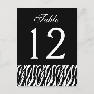 Black White Zebra Table Number Part of Set of 12