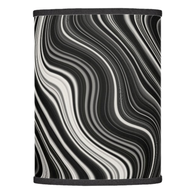Black & White Zebra Wavy Abstraction Lamp Shade (Front)