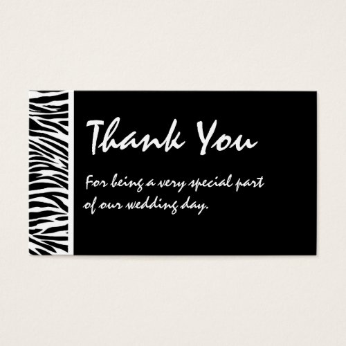 Black White Zebra Wedding Favor Tag Business Card Template