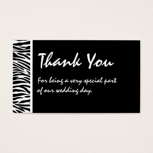Customizable Black White Zebra Wedding Favor Tag Business Card Template