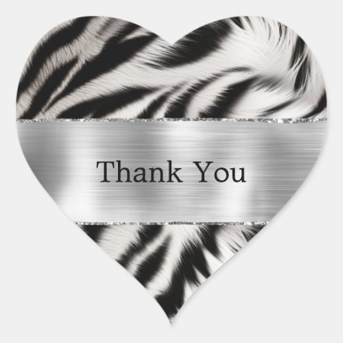 Black White Zebra Wedding Heart Sticker