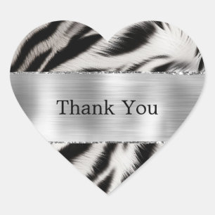 Black White Zebra Wedding Heart Sticker