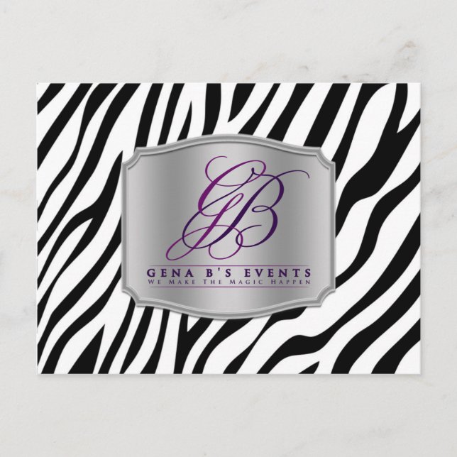 Black white zebra, your photo Wedding Planner Postcard (Front)