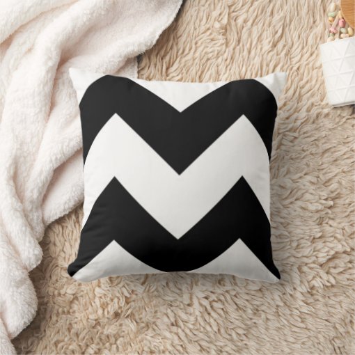 Black & White Zig Zag Pillow Zazzle