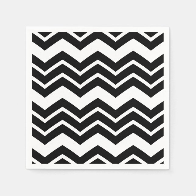Black White Zigzag Chevron Pattern Design  Napkins (Front)