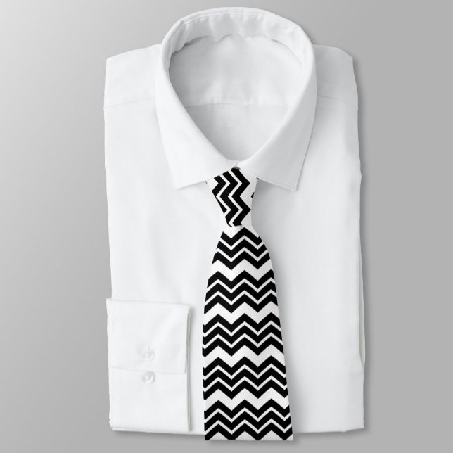 Black White Zigzag Chevron Pattern Design  Neck Tie (Creator Uploaded)
