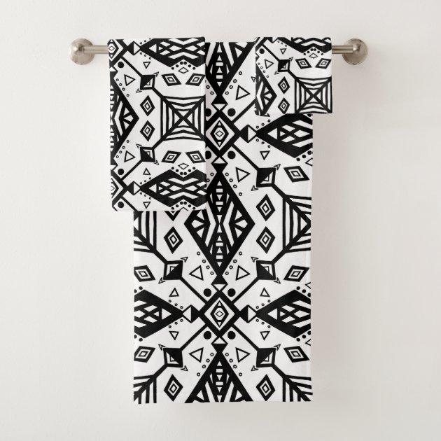 Black and white discount boho bath towels