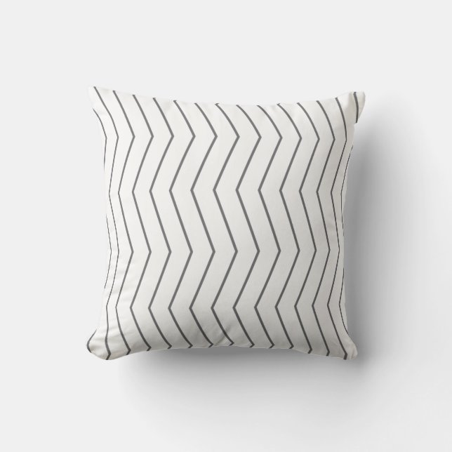 Black White Zigzag Pattern Throw Pillow (Front)