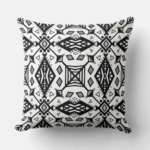 Black  White Zigzags Geometric Pattern Throw Pillow