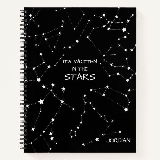 Black White Zodiac Constellation Personalized Notebook (Front)