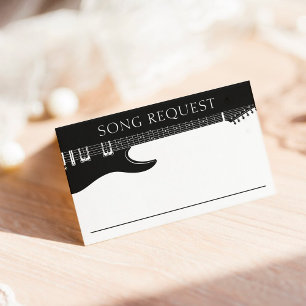 Black & Whiter Guitar Wedding Song Request Enclosure Card