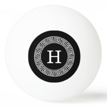 Black Wht Greek Key Rnd Frame Initial Monogram Ping Pong Ball Black Wht Greek Key Rnd Frame Initial Monogram Ping Pong Ball