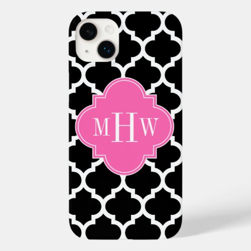 Black Wht Moroccan 5 Hot Pink 2 Name Monogram Case_Mate iPhone 14 Plus Case