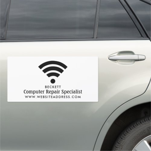 Black Wi_Fi Logo Computer Repair Specialist  Car Magnet
