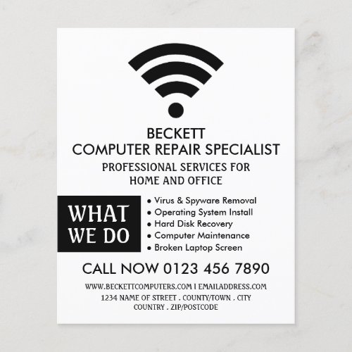 Black Wi_Fi Logo Computer Repair Specialist Flyer